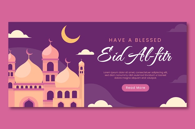 Flat eid al-fitr horizontal banner template