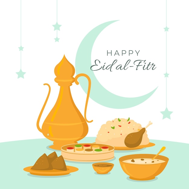 Flat eid al-fitr illustration