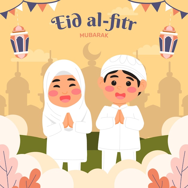 Flat eid al-fitr illustration