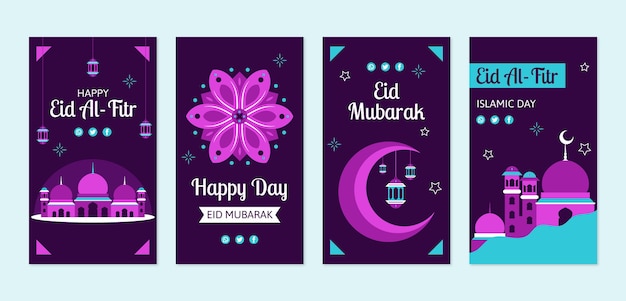 Flat eid al-fitr instagram stories collection