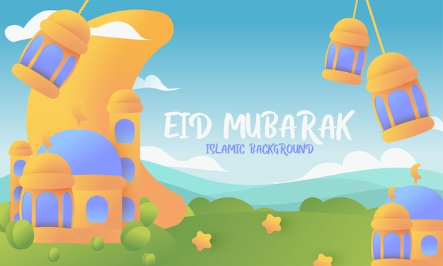 Flat eid alfitr eid mubarak illustration