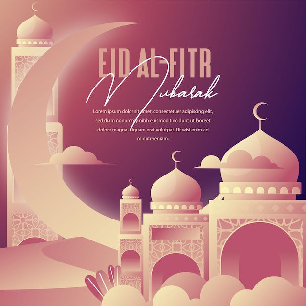 Flat eid alfitr illustration