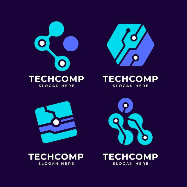 Flat electronics logo design pack