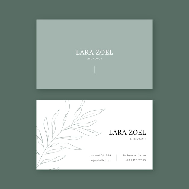 Flat elegant double-sided horizontal business card template