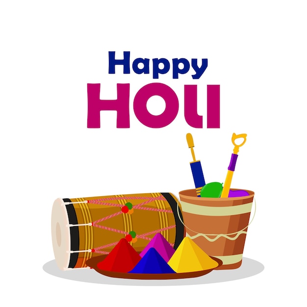 Flat elements and background of happy holi