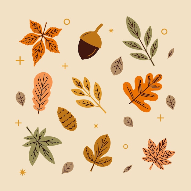 Vector flat elements collection for autumn celebration