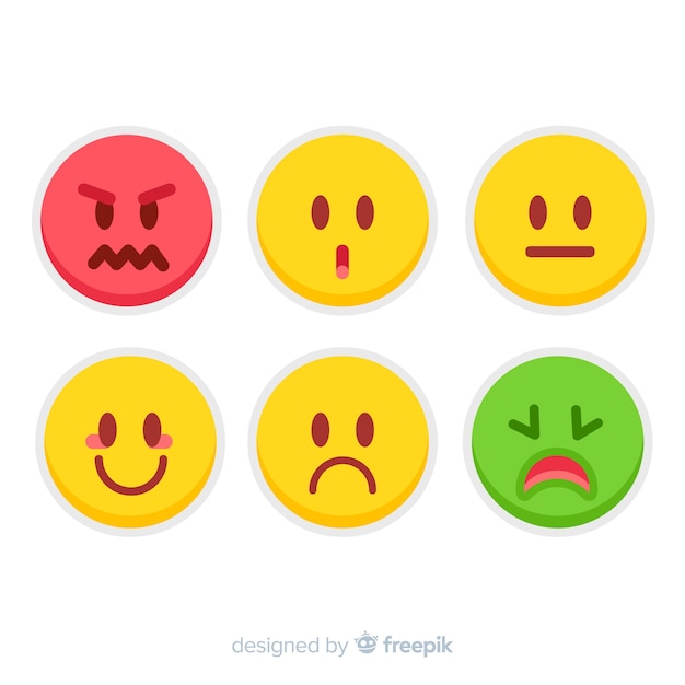 Vector flat emoticon reaction collectio