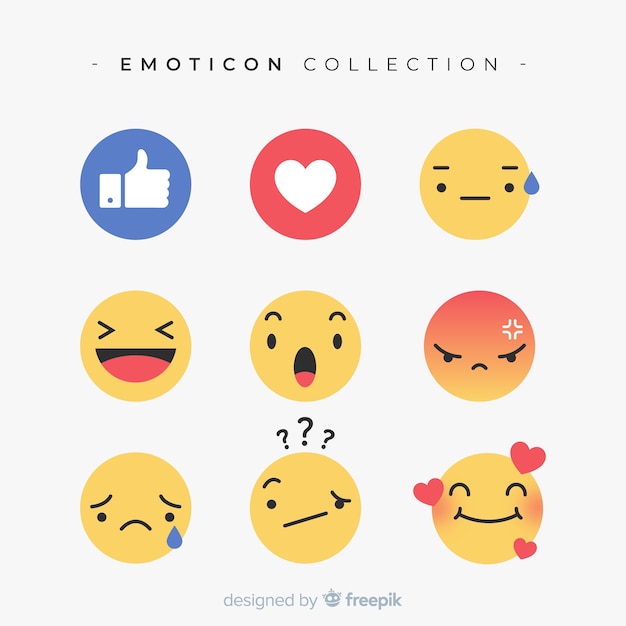 Flat emoticon reaction collection