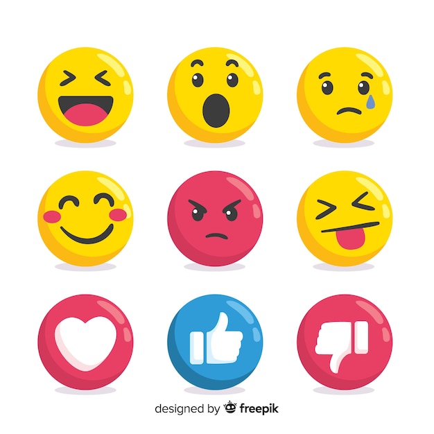 Flat emoticon reaction collection