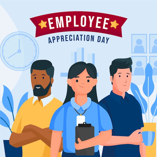 Flat employee appreciation day illustration