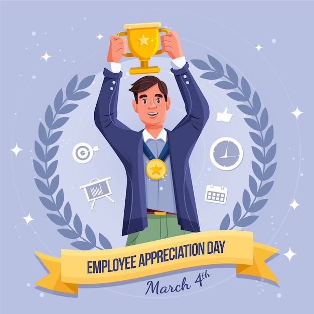 Flat employee appreciation day illustration