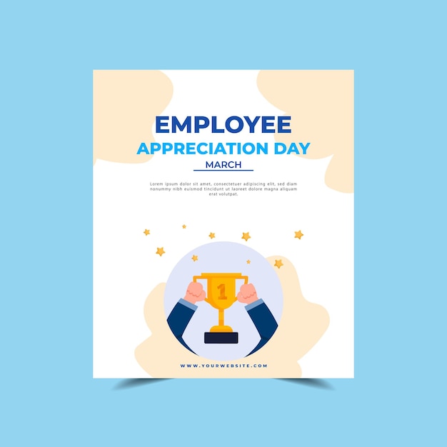 Vector flat employee appreciation day vertical poster flat employee appreciation day horizontal banners set