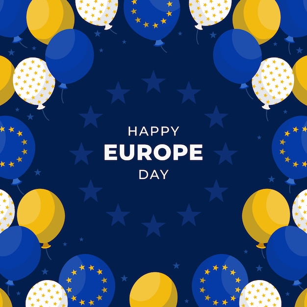 Flat europe day illustration