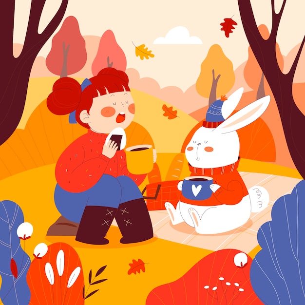 Flat fall season illustration