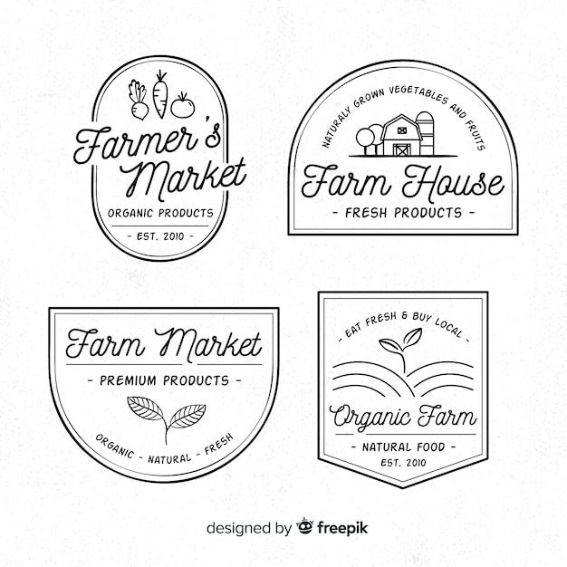 Flat farm logo collection