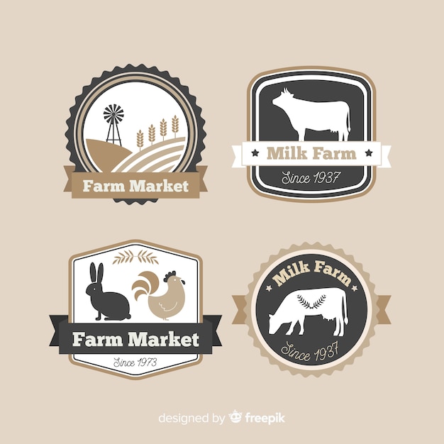 Flat farm logo collection