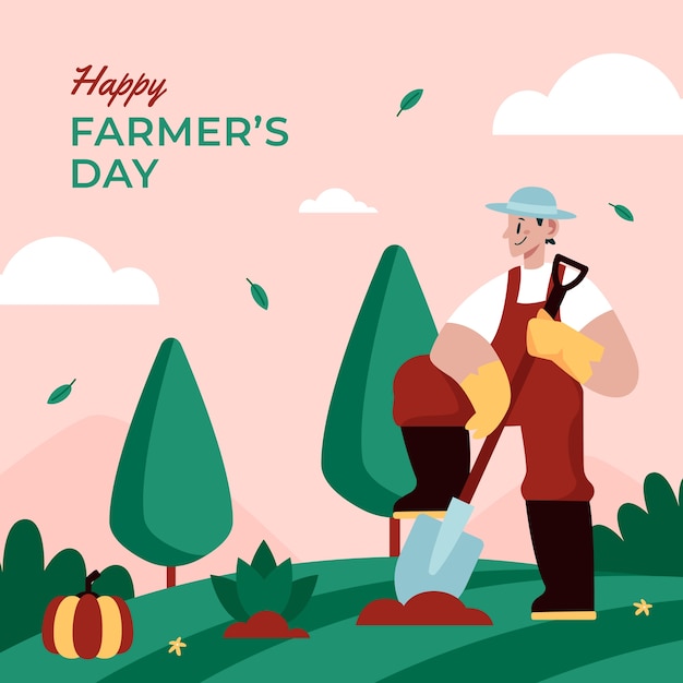 Vector flat farmer's day celebration illustration