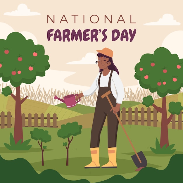 Flat farmer's day celebration illustration