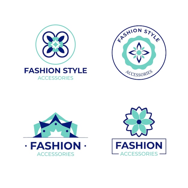 Flat fashion accessories logo set