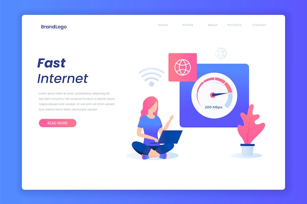 Flat fast internet concept illustration