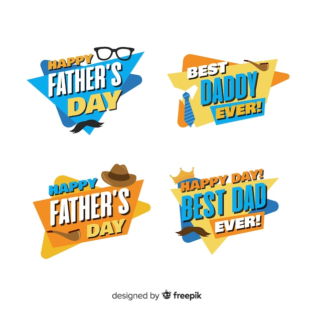 Flat father's day badge collection