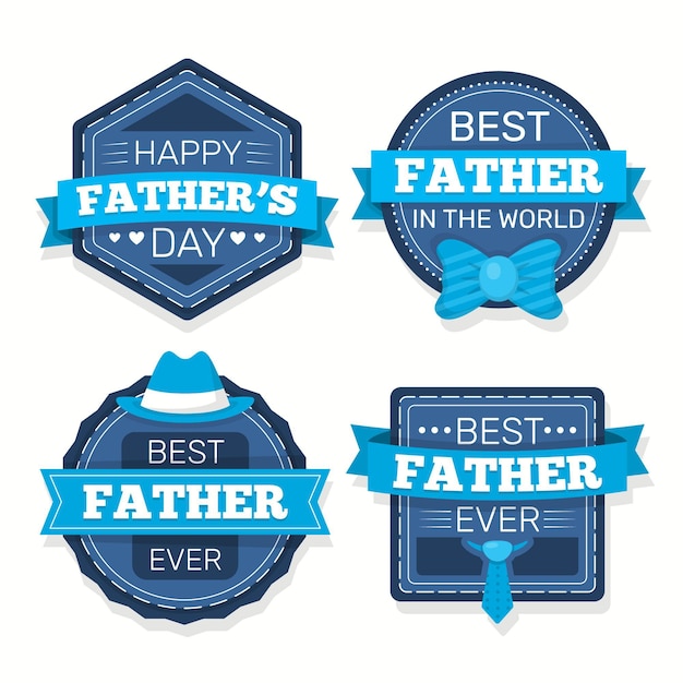 Flat father's day badge collection