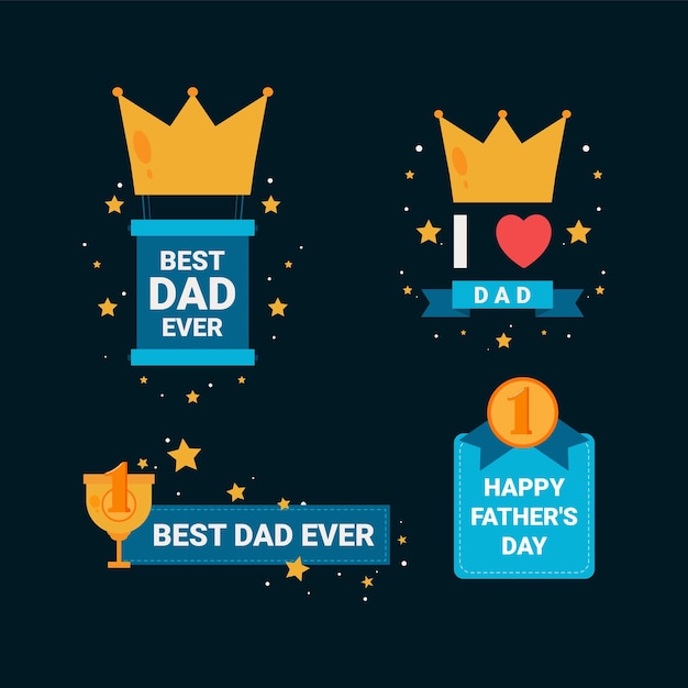 Flat father's day badge collection