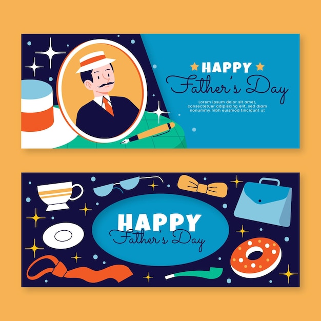 Flat father's day banners set