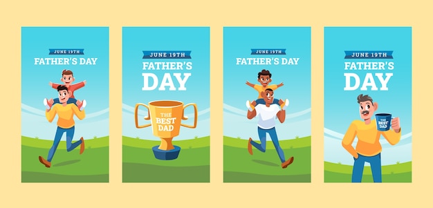 Flat father's day instagram stories collection