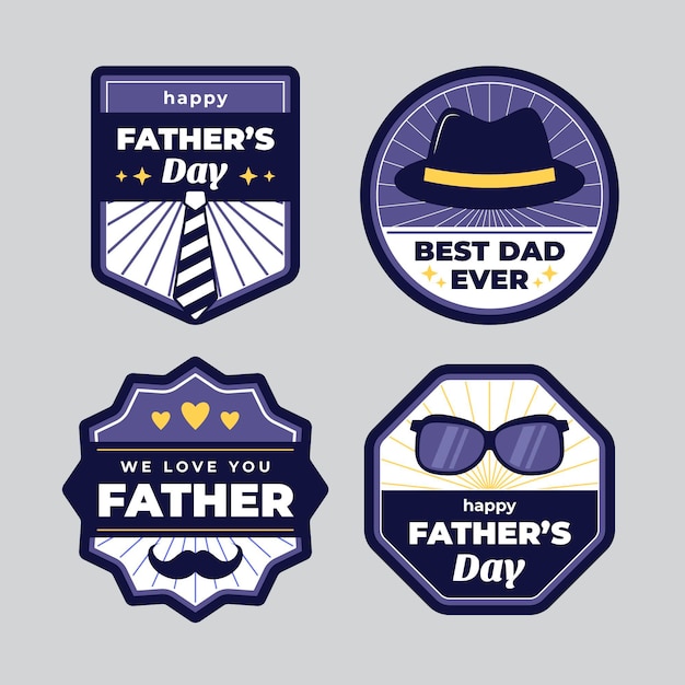 Flat father's day labels collection