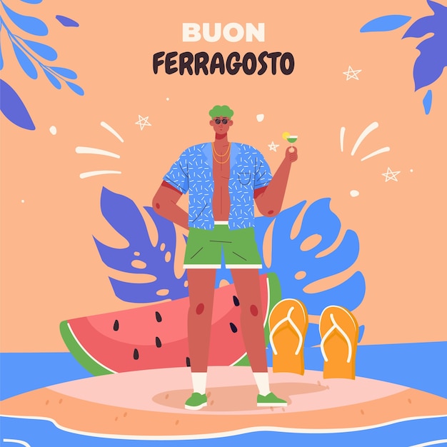 Flat ferragosto illustration