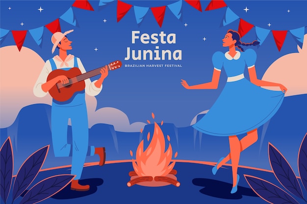 Flat festas juninas illustration