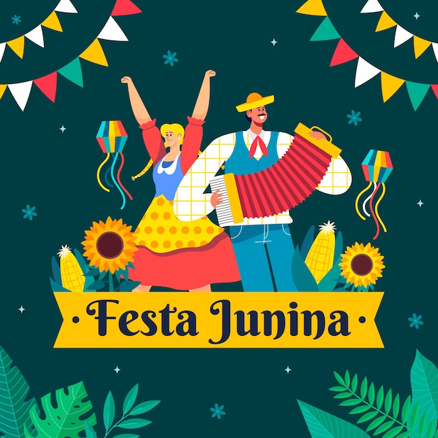 Flat festas juninas illustration