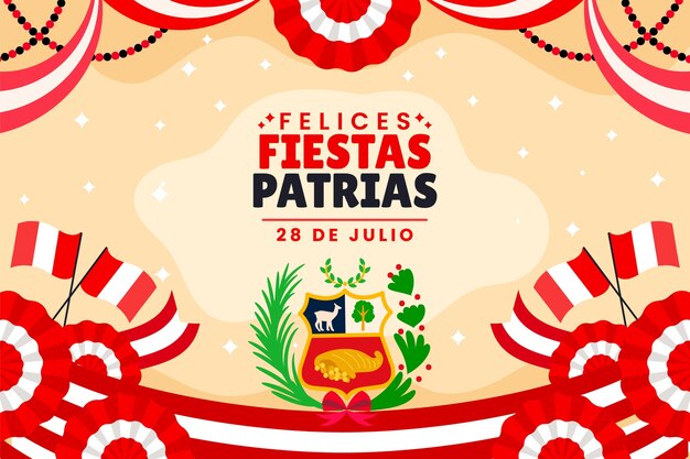 Vector flat fiestas patrias de peru background