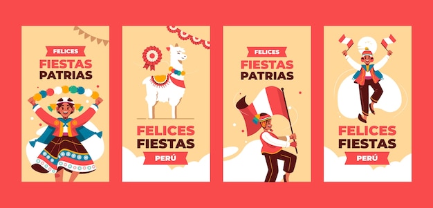 Flat fiestas patrias peru instagram stories collection