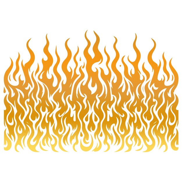 Vector flat fire borders set with flames of different size isolated on white background vector illustration