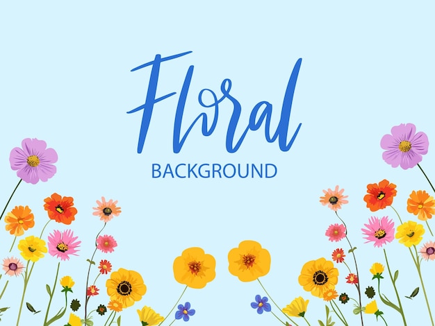 Vector flat floral background