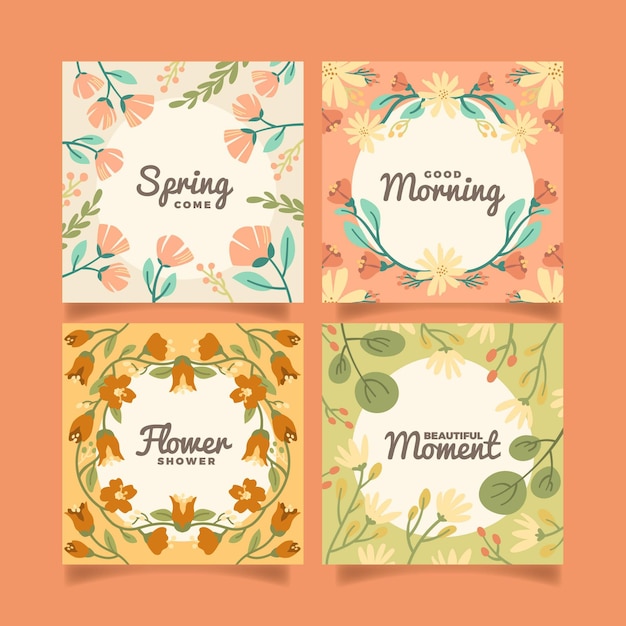 Flat floral card collection