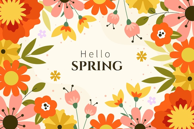 Flat floral spring background