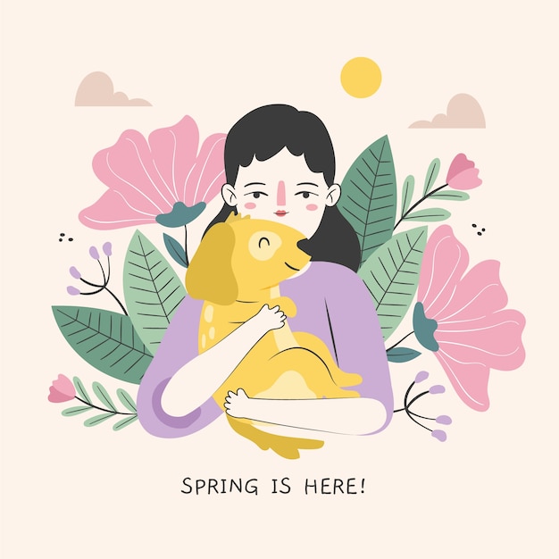 Flat floral spring illustration