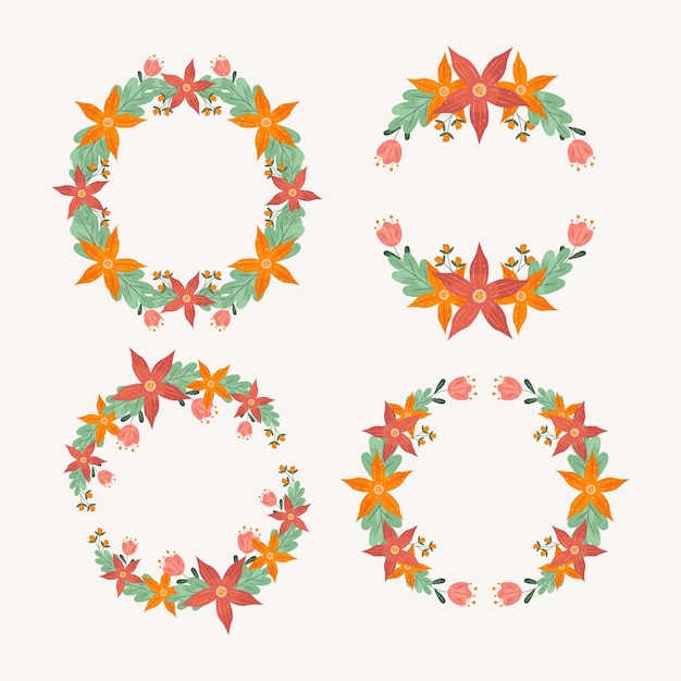 Flat floral wreath collection