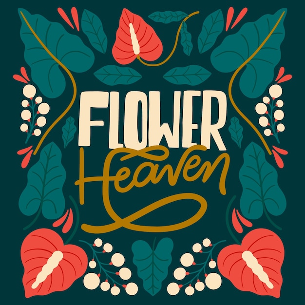 Flat flowers lettering template