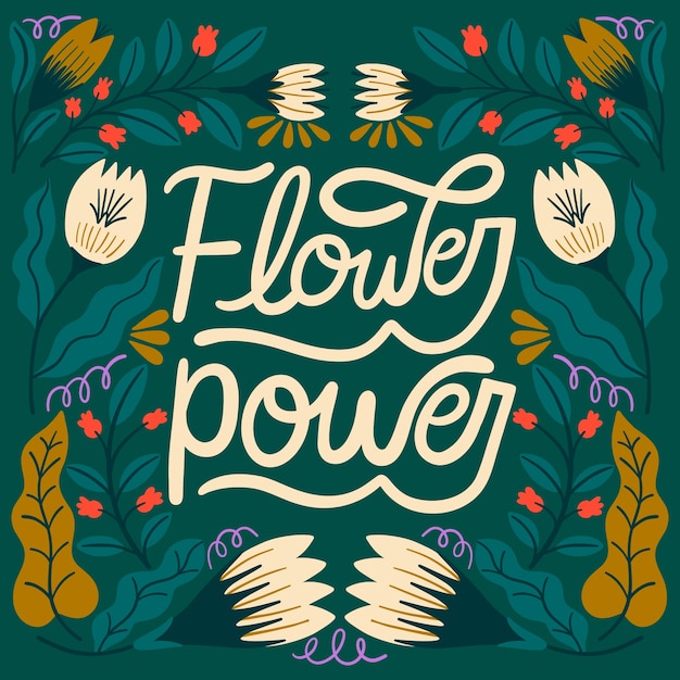 Flat flowers lettering