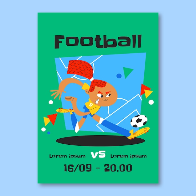 Vector flat football competition vertical poster template