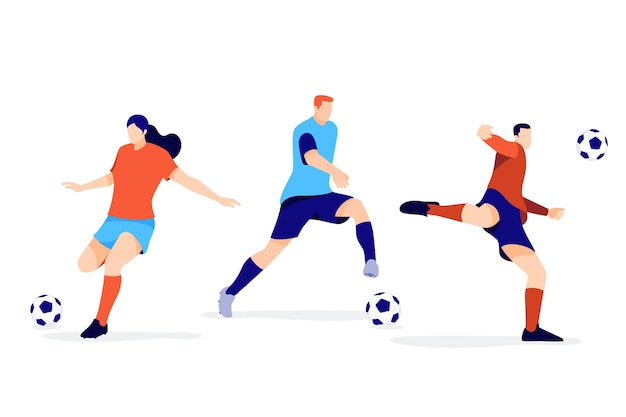 Flat football players illustration