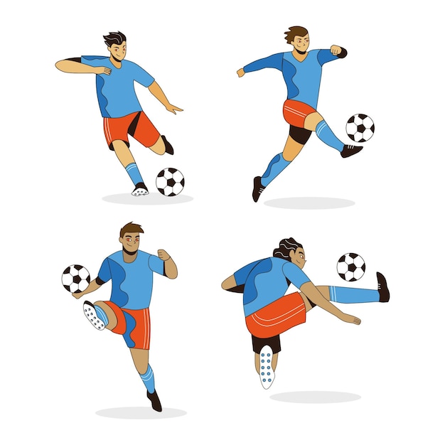 Flat football players illustration