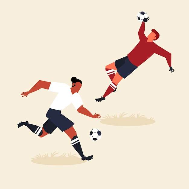 Flat football players illustration