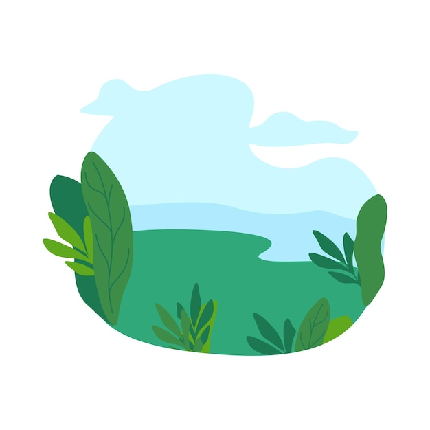 Flat forest leaves landscape vector illustration Panorama landscape background