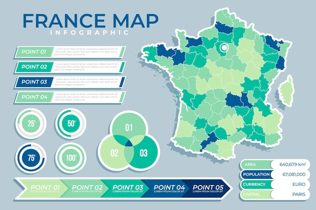 Vector flat france map infographic