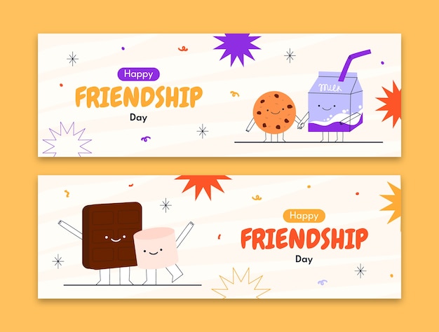 Vector flat friendship day horizontal banner template